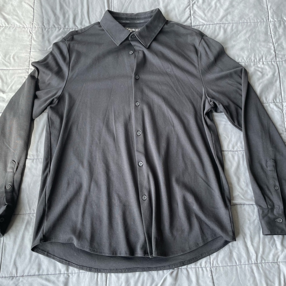 Calvin Klein Breathable Long Sleeve Button Down | Large | Black